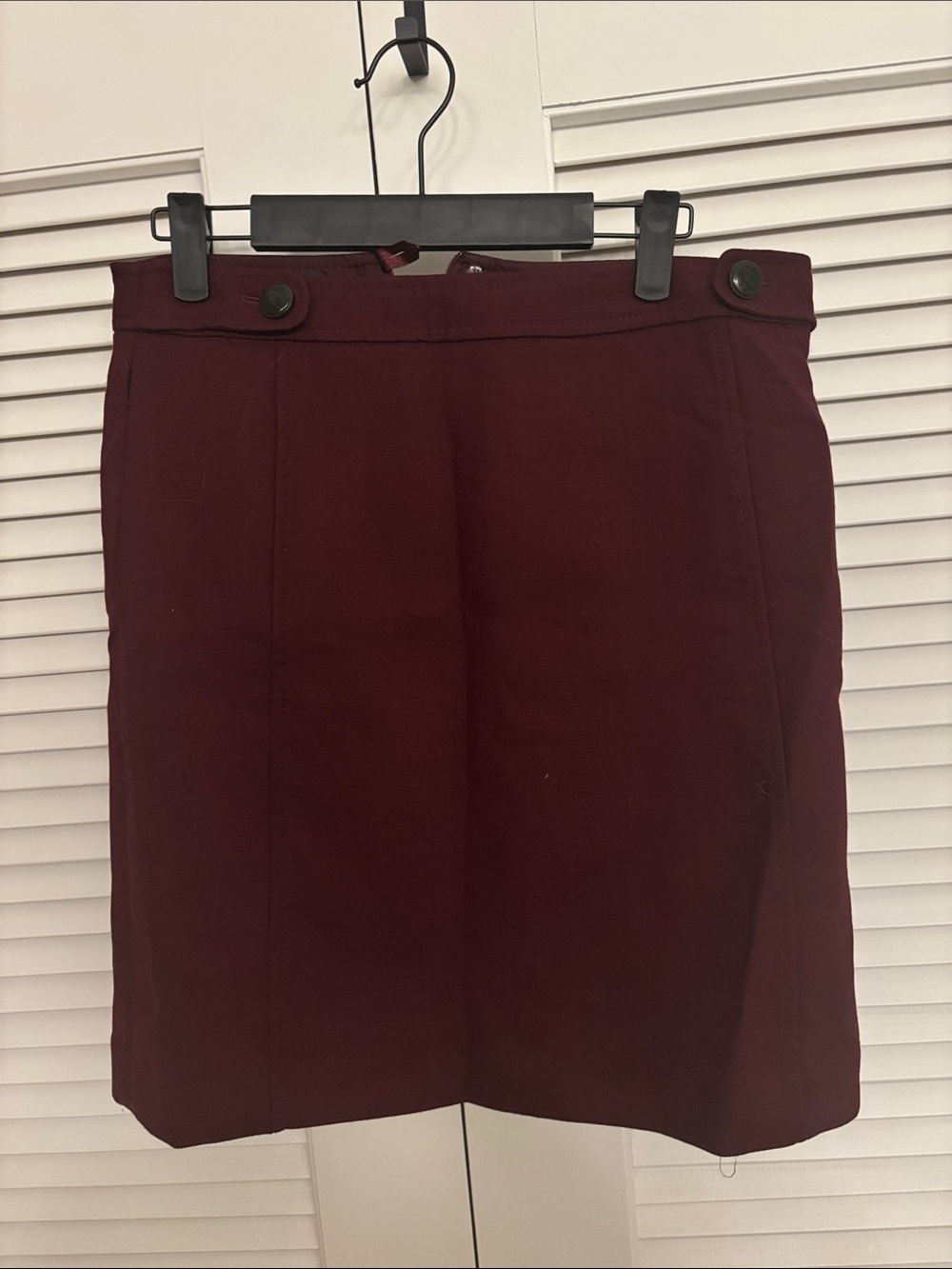 Brooks Brothers burgundy wool-blend mini/pencil skirt